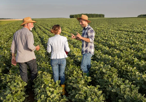 거닐면서 대행업자와 의사소통을 농부들 — 스톡 사진