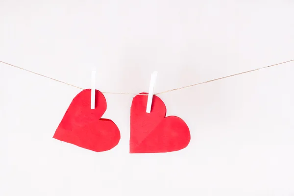 Pair of hanging hearts — Stock Photo, Image