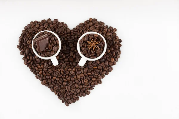 Espresso šálky v srdci — Stock fotografie