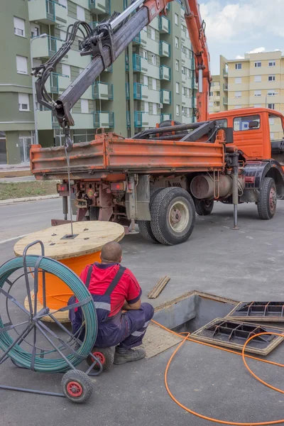 Instalación de fibra óptica 3 — Foto de Stock