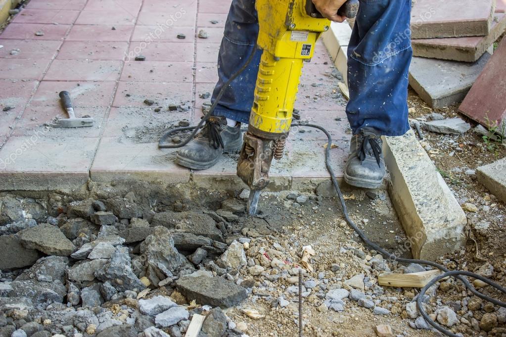 Builder worker with jackhammer 2 — Stock Photo © kataklinger 34758983
