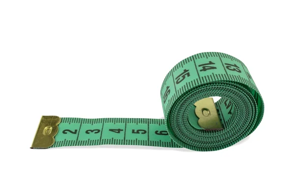 Coiled green tape measure — Stock Photo, Image