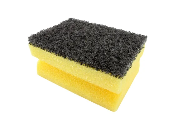 Green and yellow scrubbing sponge — Stock Photo, Image