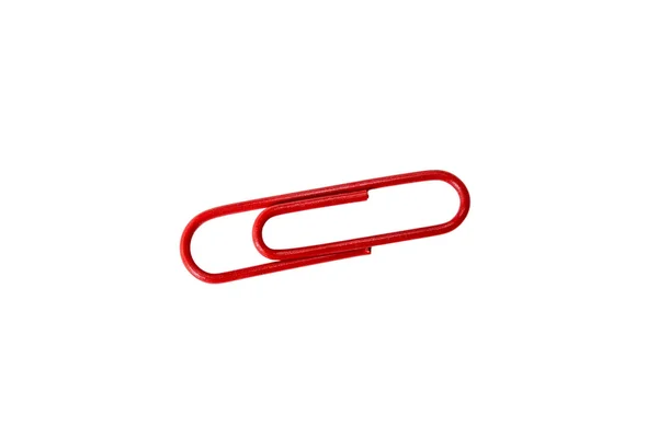 Red paper clip isolated on white blackground — Stock Photo, Image