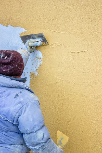 Tvůrce pracovník omítky fasády 4 — Stock fotografie