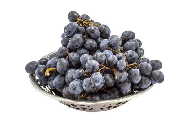 Red grapes in a metal bowl — Stock Photo, Image