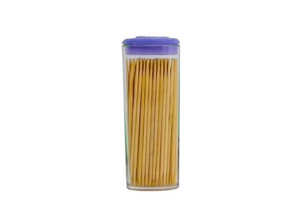 Toothpicks in a plastic container 2 — Stock Photo, Image