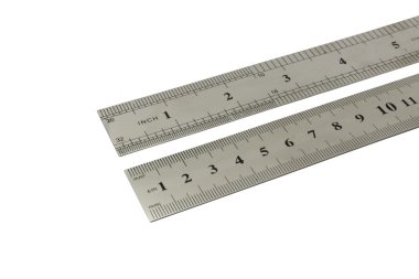 Inches and centimeters metal ruler clipart
