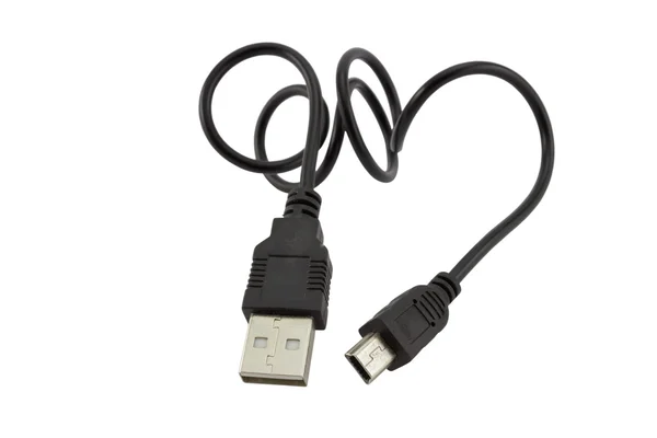 Black mini usb cable — Stock Photo, Image