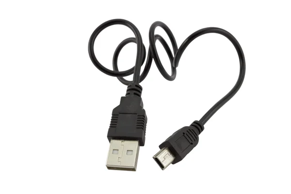 Μαύρο usb μίνι καλώδιο — Φωτογραφία Αρχείου