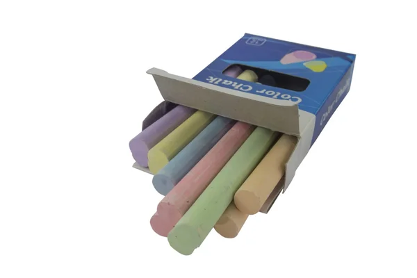 Colorful chalks in carton box 2 — Stock Photo, Image