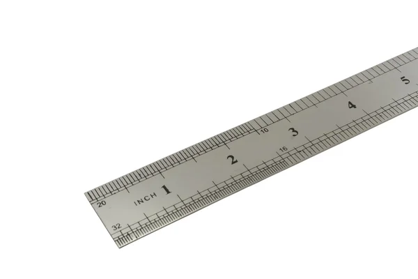 Metal ruler with inch scale — Stock Photo, Image