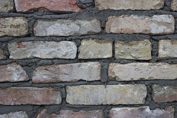 Wall with old brick and mortar bed — Stock Photo, Image