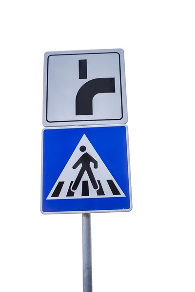 Panneau de signalisation pour les passages piétons et direction de priorité r — Photo