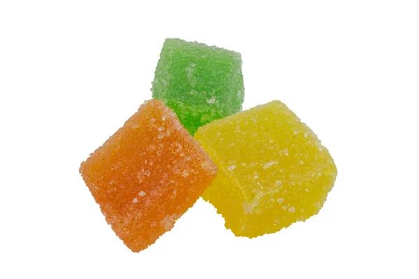 Yellow Orange and Green jelly cubes — Stock Photo, Image