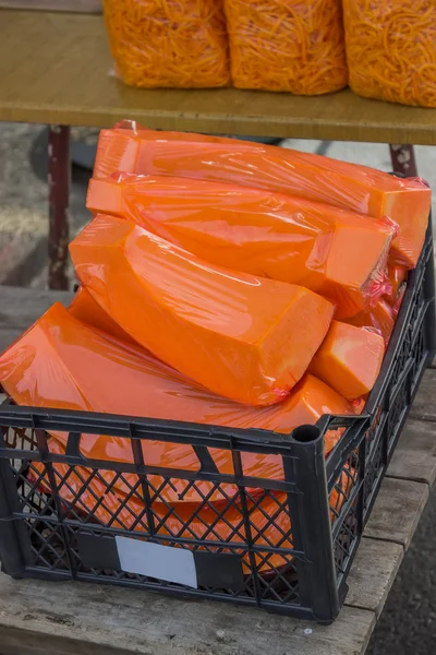 Pumpkin slices in cellophane — Stock Photo, Image