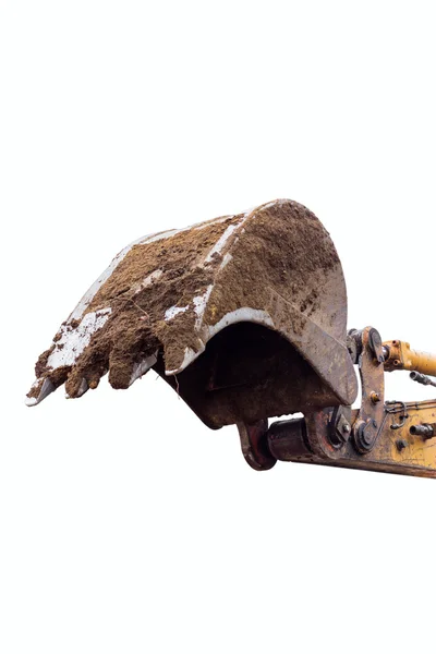 Secchio escavatore idraulico isolato su sfondo bianco — Foto Stock