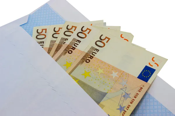 Dinero en euros en sobre — Foto de Stock