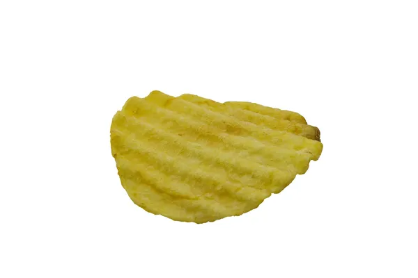 Één geribbeld potato chips geïsoleerd op witte achtergrond — Stockfoto