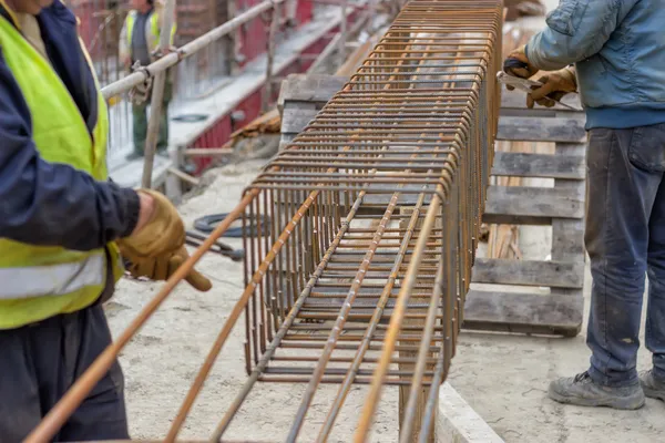 Steel reinforcement cage — Stock Photo, Image