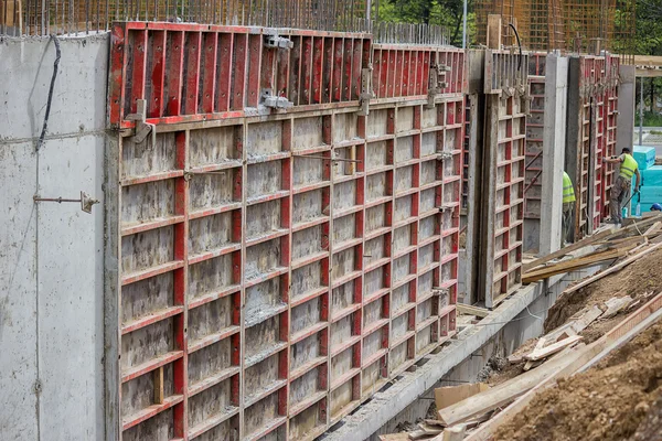 Building construction site with formwork elements — Stock Photo, Image