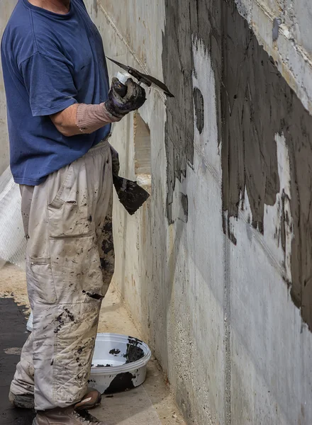 Muro esterno seminterrato impermeabilizzazione 2 — Foto Stock