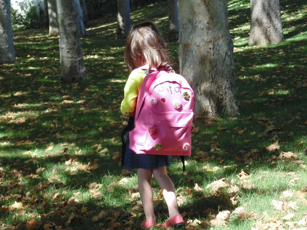 Petite fille avec sac à dos N17 . — Photo