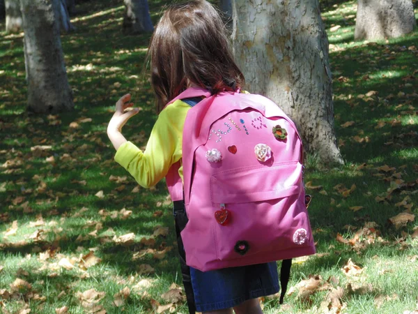 Маленька дівчинка з рюкзаком N16 . — стокове фото