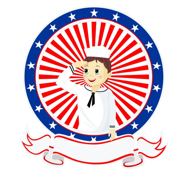 Boy seaman on American background — Stock Vector