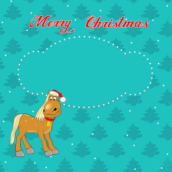 Tarjeta de Navidad con caballo — Vector de stock