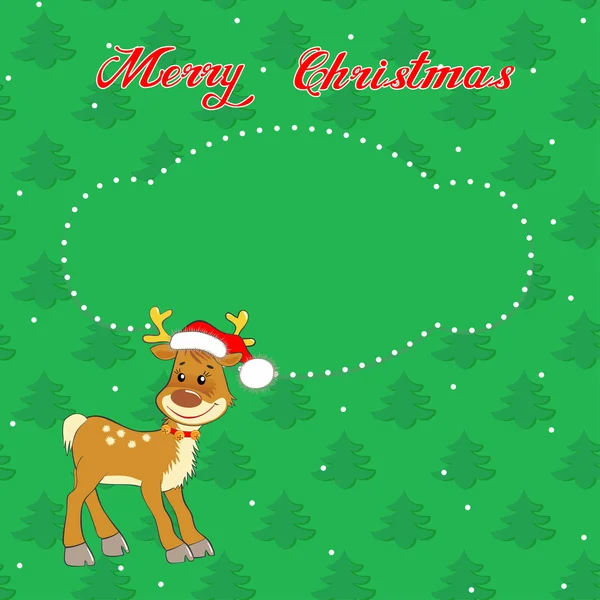 Christmas card with little deer — Stock Vector