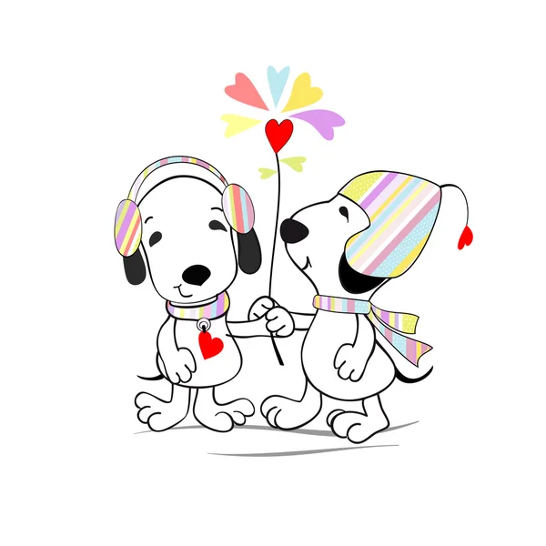 Cachorros con flor — Vector de stock