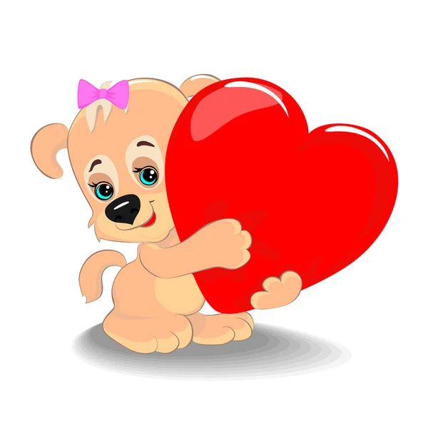 Cachorro con corazón — Vector de stock