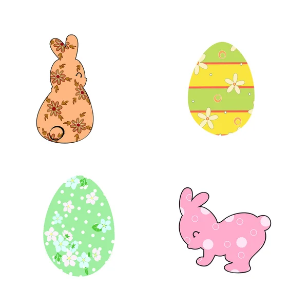 Rabbits and Easter eggs,  pastel — Stock Vector