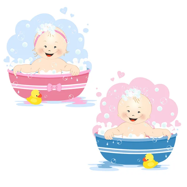 Bathing babies — Stock Vector