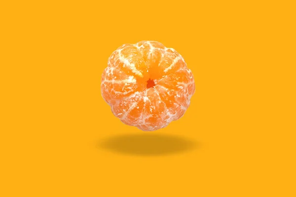 Fresh Peeled Orange Fruit Yellow Background — стоковое фото