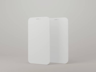 Boş ekran maketi olan akıllı telefon. Sunum için gerçekçi akıllı telefon modelleme şablonu. 3B görüntüleme.
