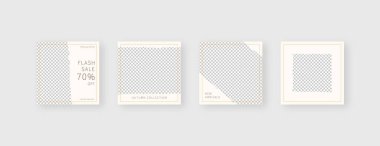 Sosyal medya şablonu. Düzenlenebilir moda sosyal medya ileti şablonu. Model izole edildi. Şablon tasarımı. Vektör illüstrasyonu.