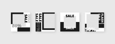 Sosyal medya şablonu. Düzenlenebilir moda sosyal medya ileti şablonu. Model izole edildi. Şablon tasarımı. Vektör illüstrasyonu.