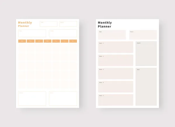 Maandelijkse Planner Template Een Set Planners Een Lijstje Moderne Planner — Stockvector