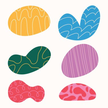 Soyut şekiller. Modern grafik elementler seti. Renkli bir şekil. Arkaplan, şablon, pankart vs. için tasarım. Vektör illüstrasyonu.