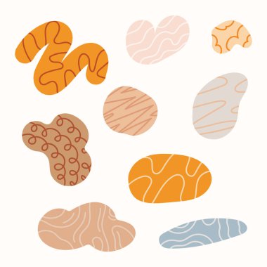 Soyut şekiller. Modern grafik elementler seti. Renkli bir şekil. Arkaplan, şablon, pankart vs. için tasarım. Vektör illüstrasyonu.