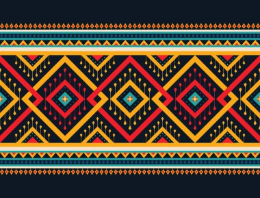 Geometrik etnik oryantal model arka planı. Doku, ambalaj, giysi, batik, kumaş, duvar kağıdı ve arkaplan tasarımı. Kalıp nakış tasarımı.