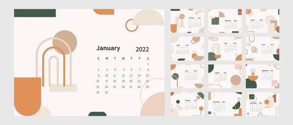 Calendar 2022 Template 2022 Calendar Planner Template Set Week Starts — Stock Vector