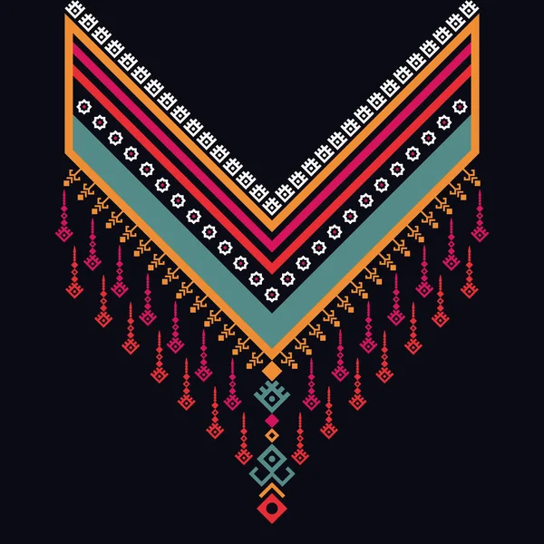 Schéma Géométrique Ethnique Oriental Collier Design Broderie Pour Textile Femme — Image vectorielle