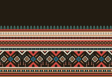Geometrik etnik oryantal model arka planı. Doku, ambalaj, giysi, batik, kumaş, duvar kağıdı ve arkaplan tasarımı. Kalıp nakış tasarımı.