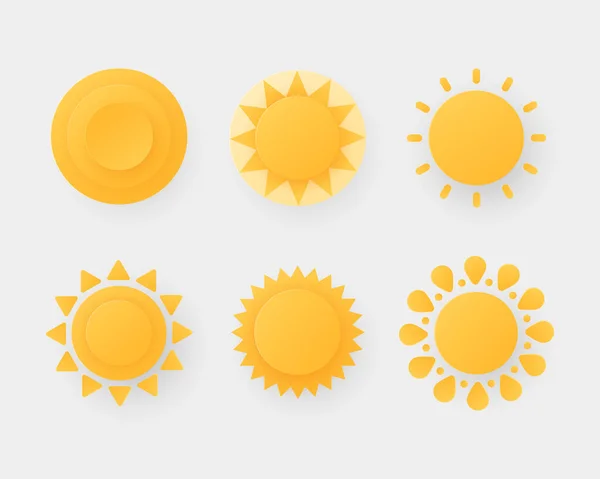 Иконы Солнца Иконка Солнца Стиле Покроя Бумаги Векторная Иллюстрация — стоковый вектор