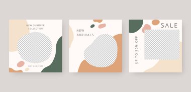 Minimalist sosyal medya şablonu. Düzenlenebilir moda sosyal medya ileti şablonu. şablon tasarımı. Vektör illüstrasyonu.