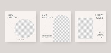 Minimalist sosyal medya şablonu. Düzenlenebilir moda sosyal medya ileti şablonu. şablon tasarımı. Vektör illüstrasyonu.