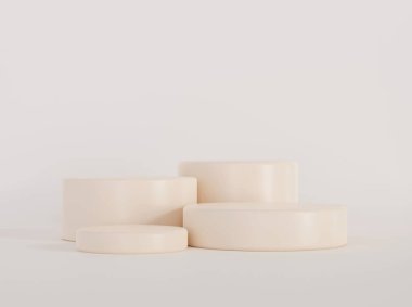 Geometrik şekilli soyut minimalist sahne. Ürün sunumu için podyum. 3d oluşturma.